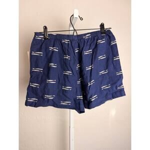 A New Day Blue Fish Print Linen Blend Shorts Women’s Size Small Elastic Waist